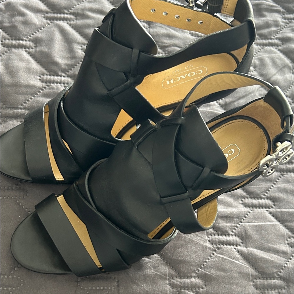 Coach Black Strappy Heels